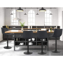 Load image into Gallery viewer, Bar Stools - Jovy Set Of 2 Leather Gas Lift Swivel Kitchen Bar Stool Black