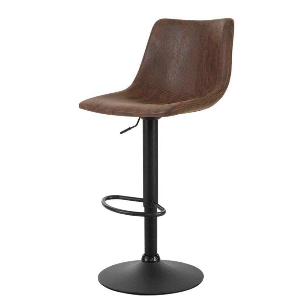 Bar Stools - Jovy Set Of 2 Leather Gas Lift Swivel Kitchen Bar Stool Brown