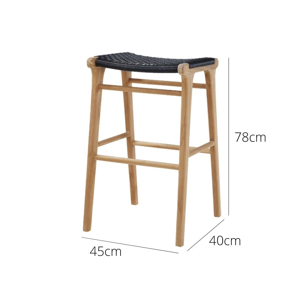Bar Stools - Kai Wooden Bar Stool Backless Black 75cm