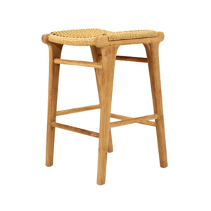 Bar Stools - Kai Wooden Bar Stool Backless Sand (Close Weave) 65cm