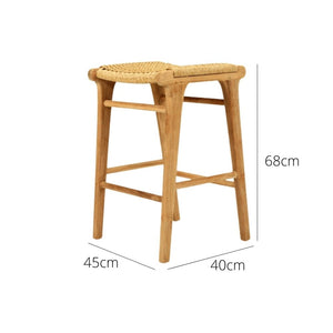 Bar Stools - Kai Wooden Bar Stool Backless Sand (Close Weave) 65cm