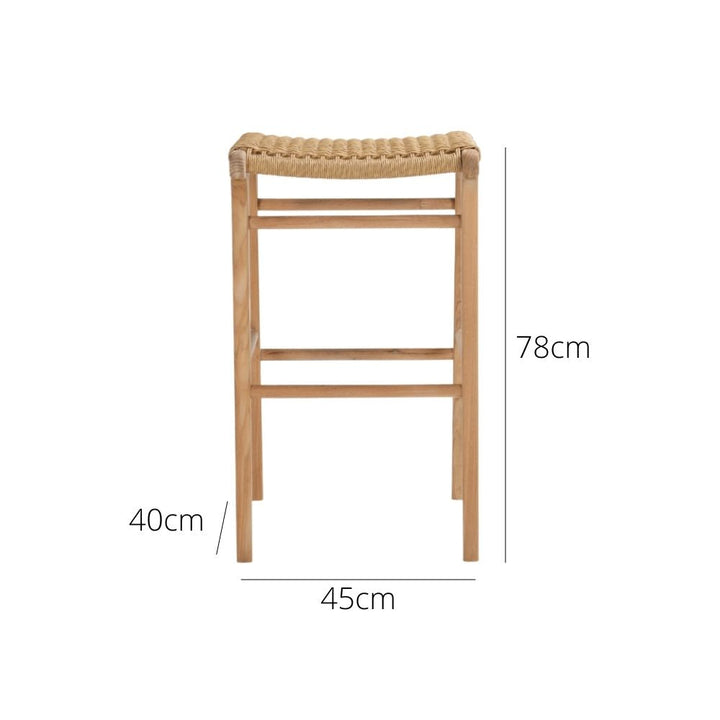 Bar Stools - Kai Wooden Bar Stool Backless Sand (Close Weave) 75cm