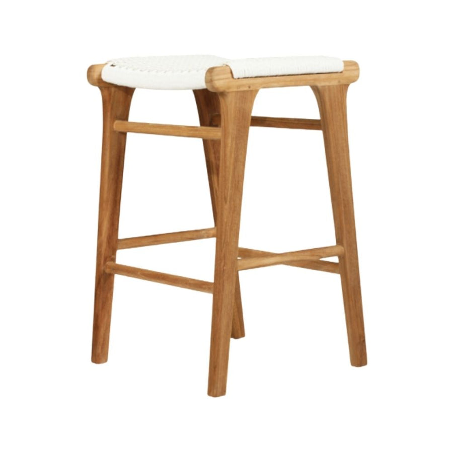 Bar Stools - Kai Wooden Bar Stool Backless White (Close Weave) 65cm