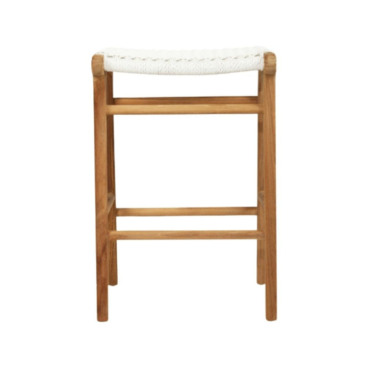 Bar Stools - Kai Wooden Bar Stool Backless White (Close Weave) 65cm