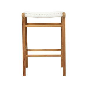 Bar Stools - Kai Wooden Bar Stool Backless White (Close Weave) 65cm