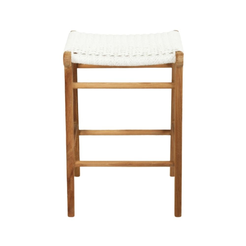 Bar Stools - Kai Wooden Bar Stool Backless White (Close Weave) 65cm