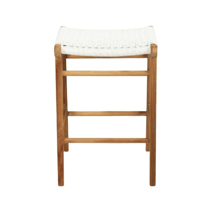 Bar Stools - Kai Wooden Bar Stool Backless White (Close Weave) 65cm