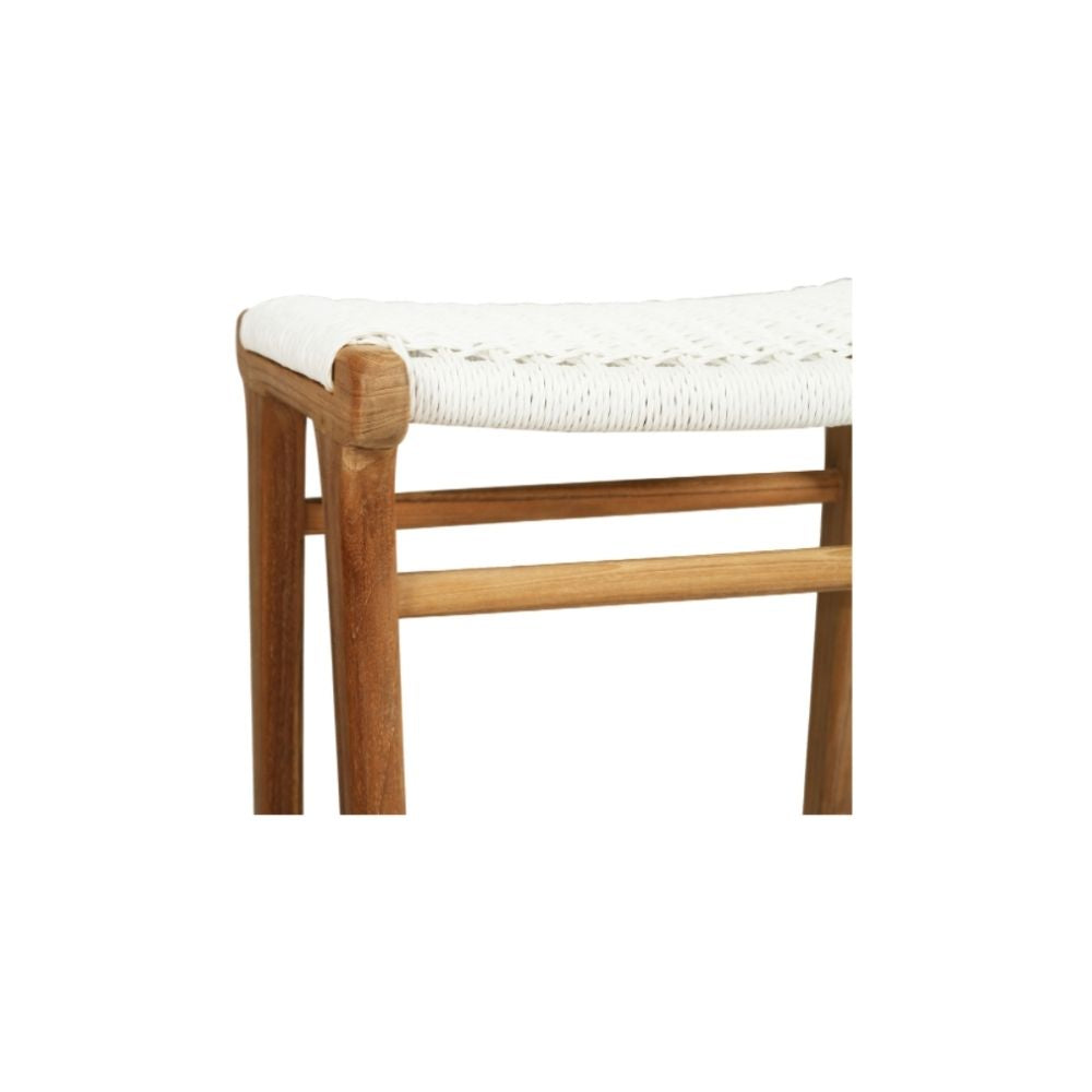 Bar Stools - Kai Wooden Bar Stool Backless White (Close Weave) 65cm