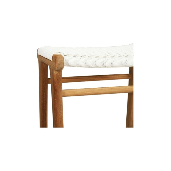 Bar Stools - Kai Wooden Bar Stool Backless White (Close Weave) 65cm