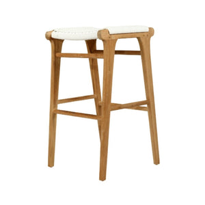 Bar Stools - Kai Wooden Bar Stool Backless White (Close Weave) 75cm