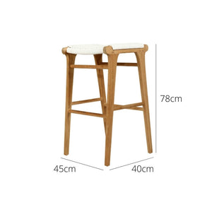 Bar Stools - Kai Wooden Bar Stool Backless White (Close Weave) 75cm