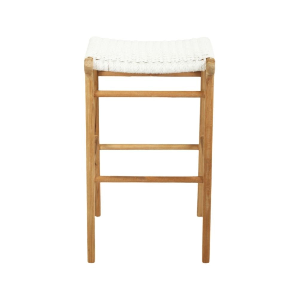Bar Stools - Kai Wooden Bar Stool Backless White (Close Weave) 75cm