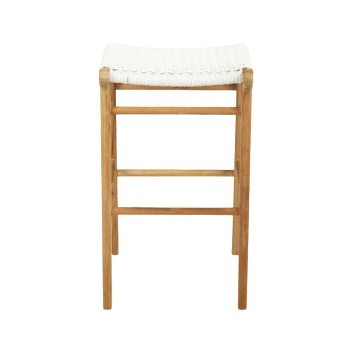 Bar Stools - Kai Wooden Bar Stool Backless White (Close Weave) 75cm