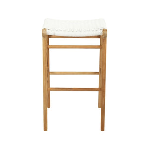Bar Stools - Kai Wooden Bar Stool Backless White (Close Weave) 75cm