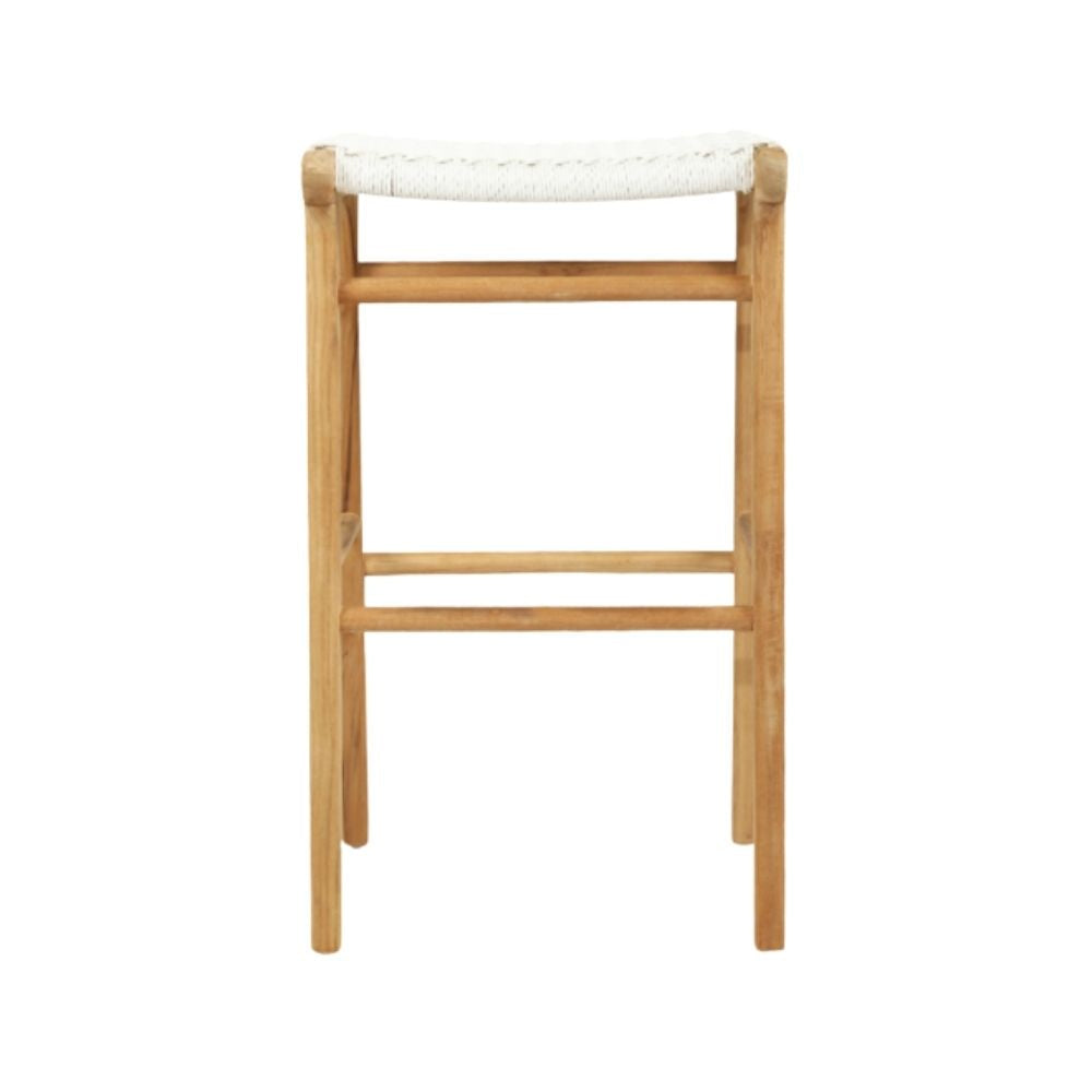 Bar Stools - Kai Wooden Bar Stool Backless White (Close Weave) 75cm