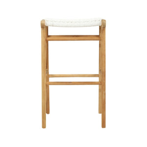 Bar Stools - Kai Wooden Bar Stool Backless White (Close Weave) 75cm