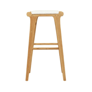 Bar Stools - Kai Wooden Bar Stool Backless White (Close Weave) 75cm