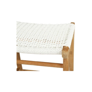 Bar Stools - Kai Wooden Bar Stool Backless White (Close Weave) 75cm