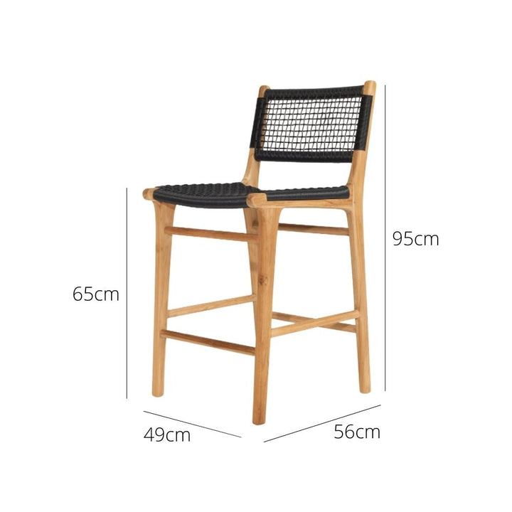 Bar Stools - Kai Wooden Bar Stool Black 65cm