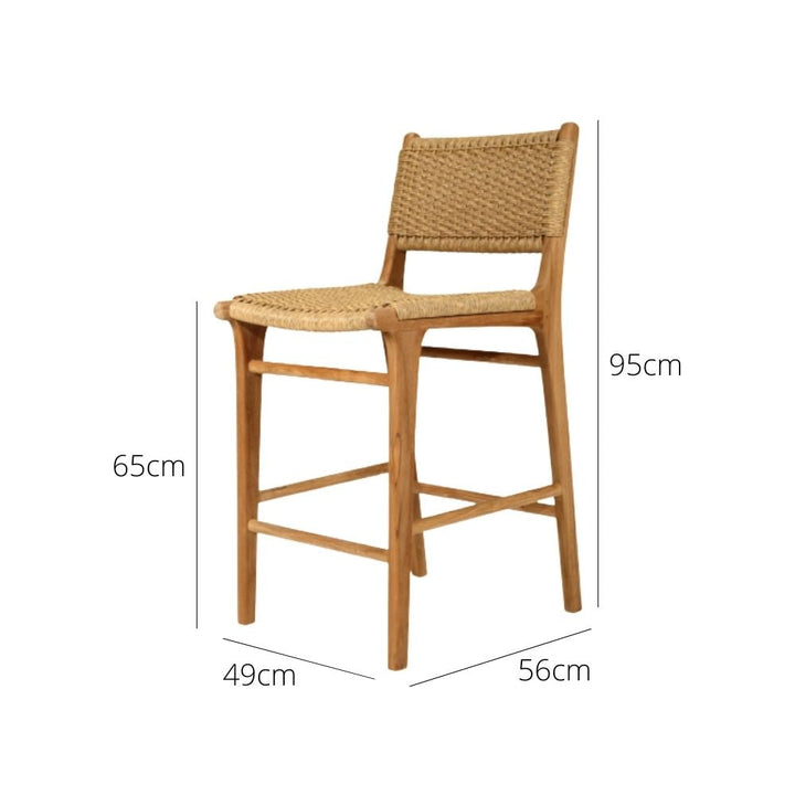 Bar Stools - Kai Wooden Bar Stool Sand (Close Weave) 65cm