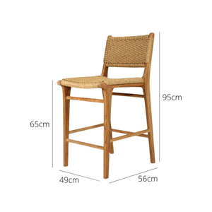 Bar Stools - Kai Wooden Bar Stool Sand (Close Weave) 65cm