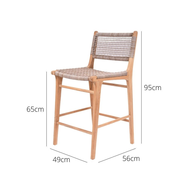 Bar Stools - Kai Wooden Bar Stool Washed Grey 65cm