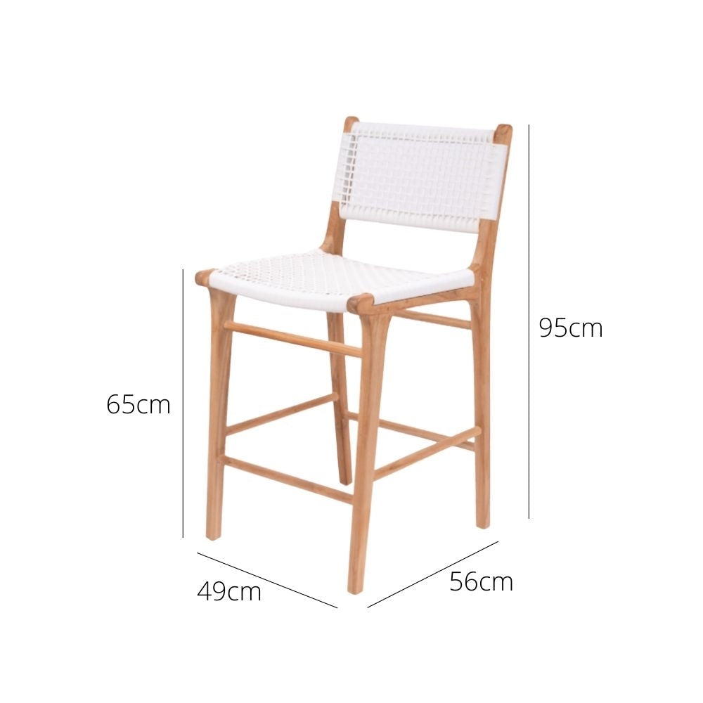 Bar Stools - Kai Wooden Bar Stool White 65cm