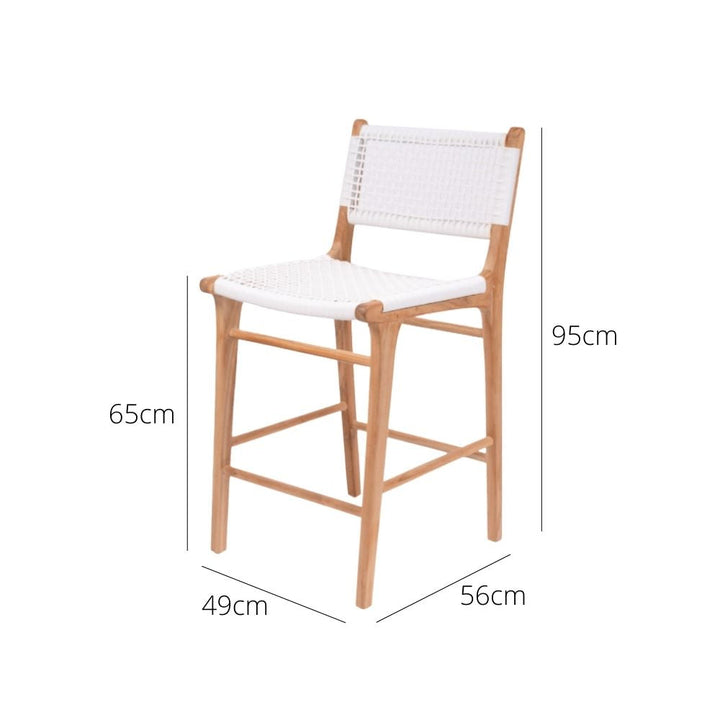 Bar Stools - Kai Wooden Bar Stool White 65cm