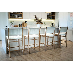 Bar Stools - Kai Wooden Bar Stool White (Close Weave) 65cm