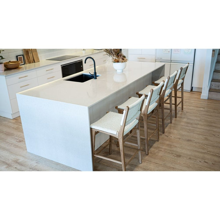 Bar Stools - Kai Wooden Bar Stool White (Close Weave) 65cm