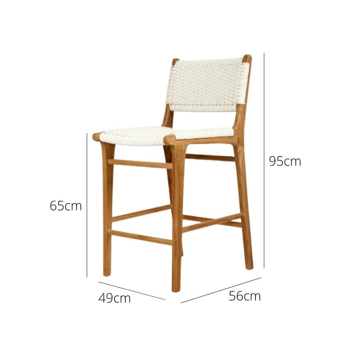 Bar Stools - Kai Wooden Bar Stool White (Close Weave) 65cm
