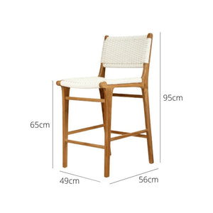 Bar Stools - Kai Wooden Bar Stool White (Close Weave) 65cm