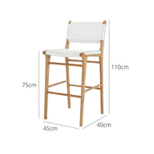 Load image into Gallery viewer, Bar Stools - Kai Wooden Bar Stool White (Close Weave) 75cm