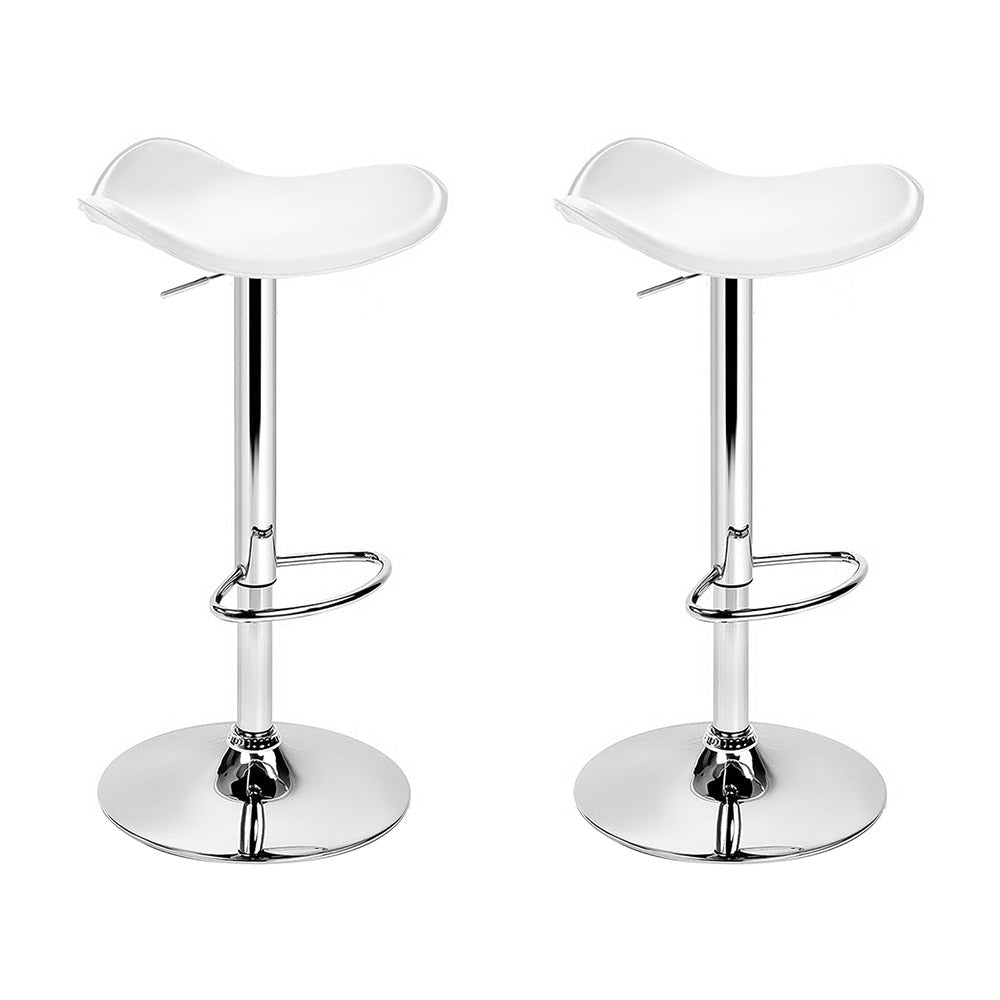 Bar Stools - Keith Leather Bar Stool Swivel Backless (Set Of 2) White