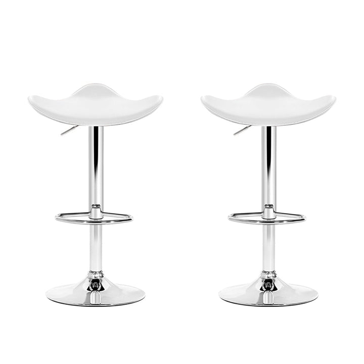 Bar Stools - Keith Leather Bar Stool Swivel Backless (Set Of 2) White