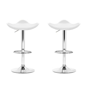 Bar Stools - Keith Leather Bar Stool Swivel Backless (Set Of 2) White