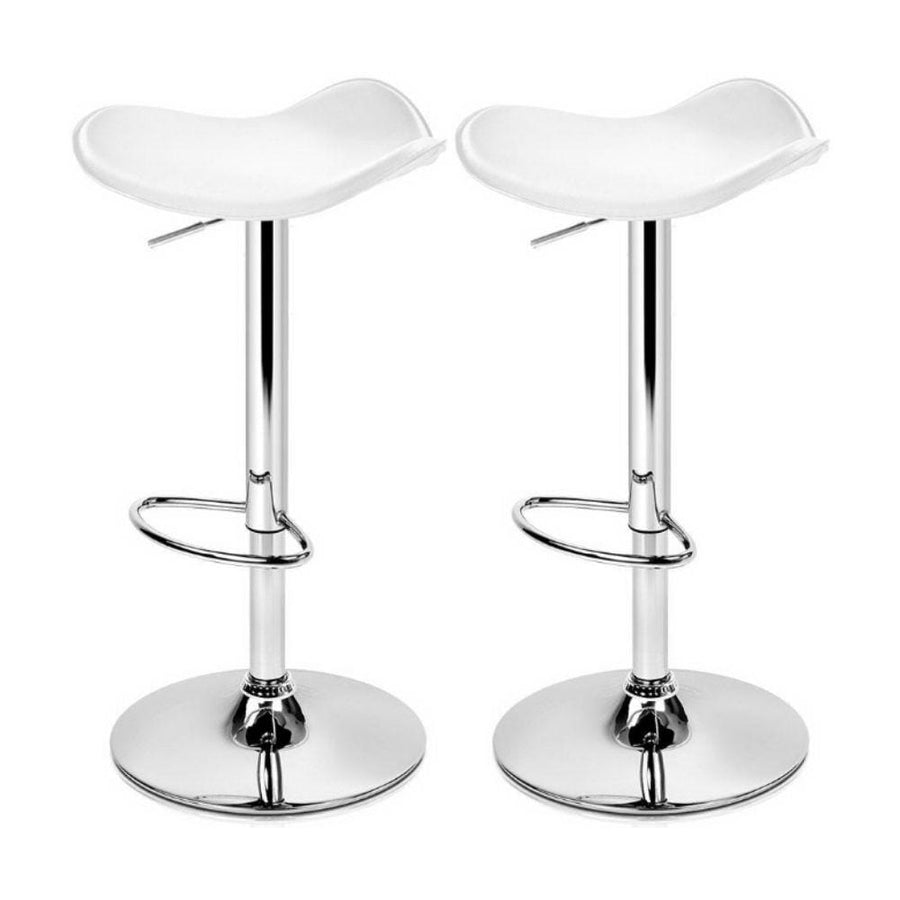 Bar Stools - Keith Set Of 2 Leather Gas Lift Swivel Kitchen Bar Stool White