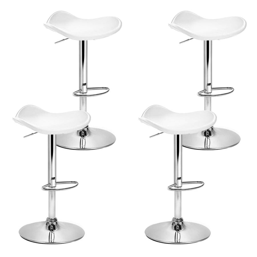 Bar Stools - Keith Set Of 4 Leather Gas Lift Swivel Kitchen Bar Stool White