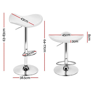 Bar Stools - Keith Set Of 4 Leather Gas Lift Swivel Kitchen Bar Stool White