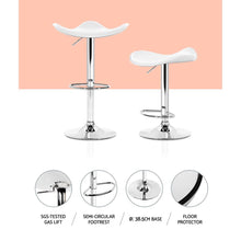 Load image into Gallery viewer, Bar Stools - Keith Set Of 4 Leather Gas Lift Swivel Kitchen Bar Stool White