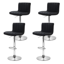 Load image into Gallery viewer, Bar Stools - Lana Set Of 4 Leather Gas Lift Swivel Kitchen Bar Stool Black