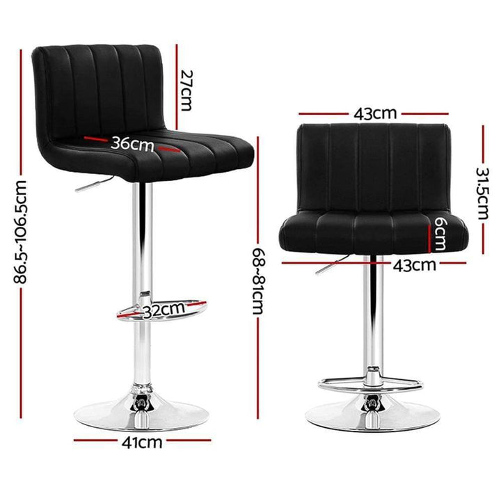 Bar Stools - Lana Set Of 4 Leather Gas Lift Swivel Kitchen Bar Stool Black