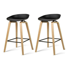 Load image into Gallery viewer, Bar Stools - Lexi Set Of 2 Wooden Backless Kitchen Bar Stool Black 67cm