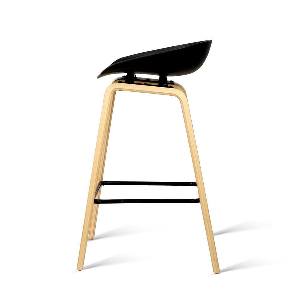 Bar Stools - Lexi Set Of 2 Wooden Backless Kitchen Bar Stool Black 67cm
