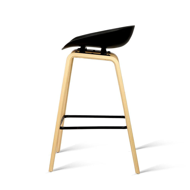 Bar Stools - Lexi Set Of 2 Wooden Backless Kitchen Bar Stool Black 67cm
