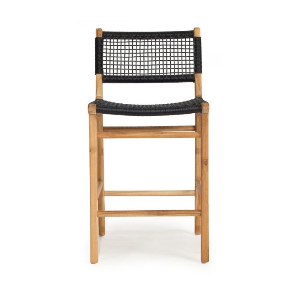 Bar Stools - Mahlia Kitchen Stool Wooden Cord Black 65cm