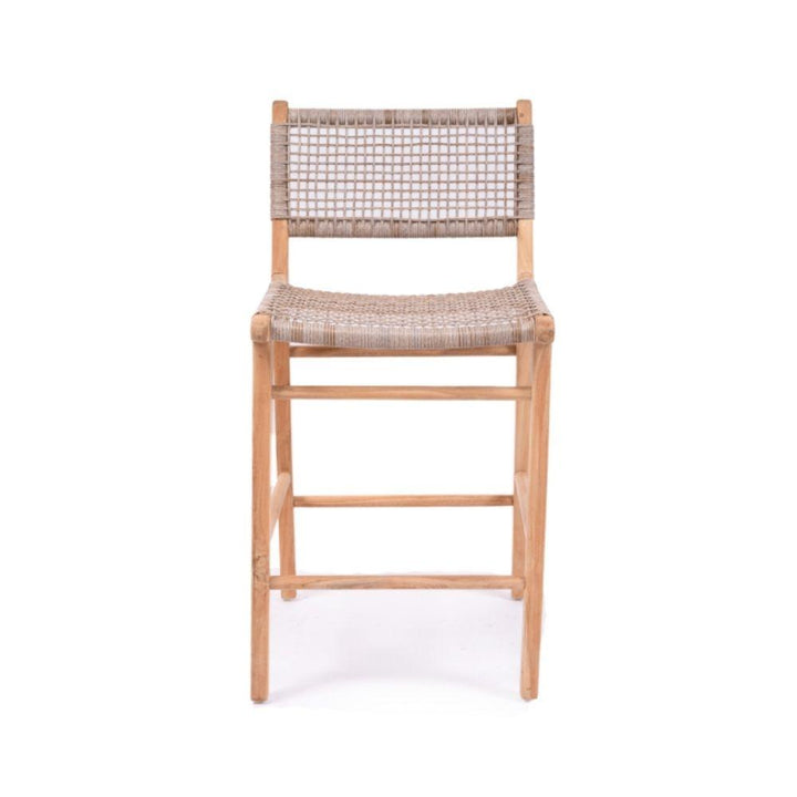 Bar Stools - Mahlia Kitchen Stool Wooden Cord Washed Grey 65cm