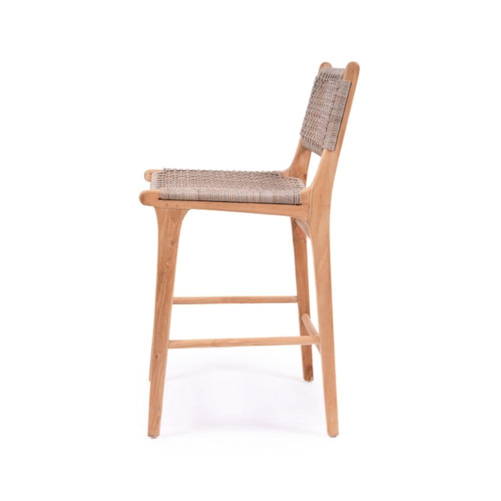 Bar Stools - Mahlia Kitchen Stool Wooden Cord Washed Grey 65cm