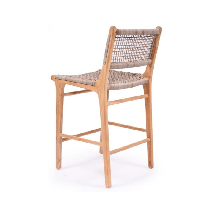 Bar Stools - Mahlia Kitchen Stool Wooden Cord Washed Grey 65cm