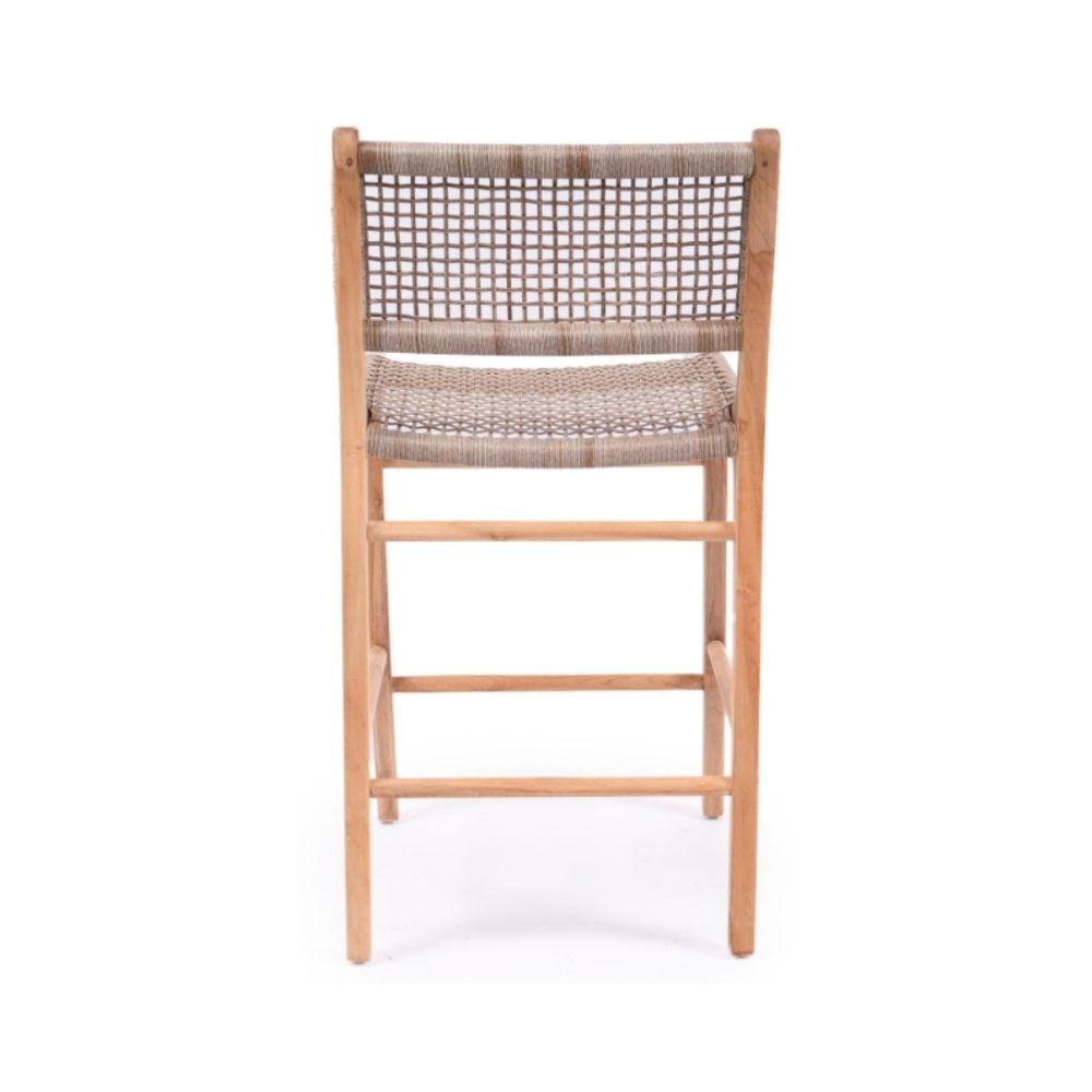 Bar Stools - Mahlia Kitchen Stool Wooden Cord Washed Grey 65cm
